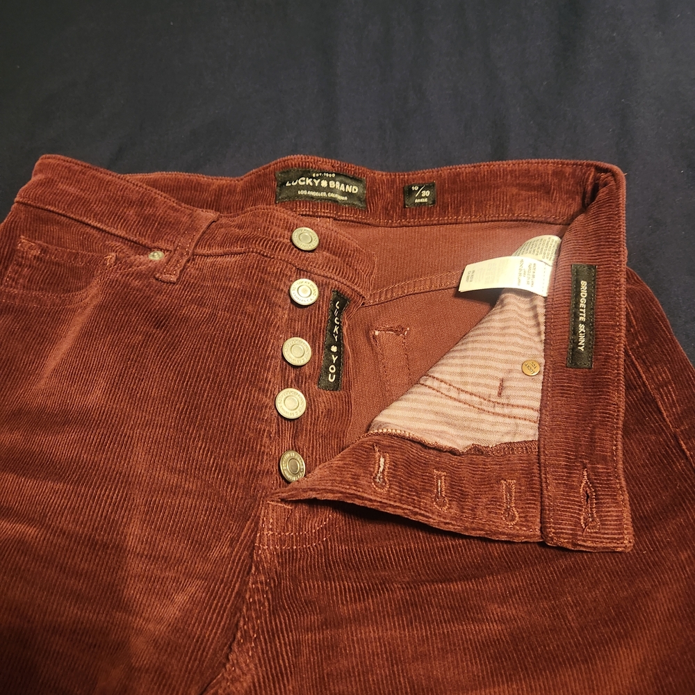 Lucky Brand Rust Brown Corduroy Pants Size 10/30 Ankle Length